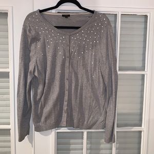 Talbots Sequin Cardigan, size XL, Light Gray